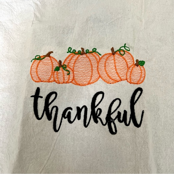 Custom Embroidered “Thankful” Fall Tea Towel - Picture 2 of 4
